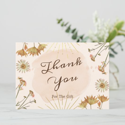 Wilde Blume flat Danke für die Geschenkkarte (Stehend Vorderseite)