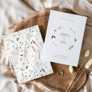 Wilde Blume floral elegant Save the Date minimal Einladung