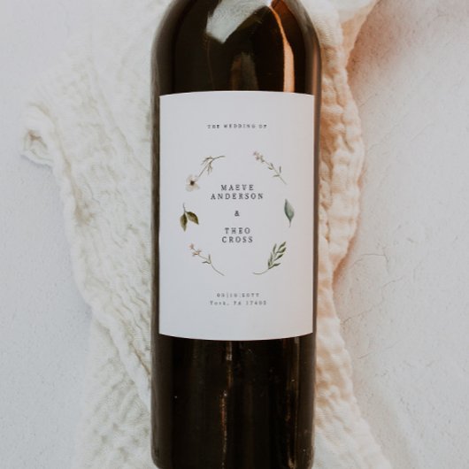 Wilde Blume florale Elegantes Party Dekoration Hoc Weinetikett