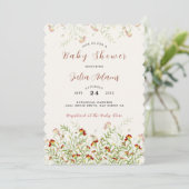 Wilde Blume Gelbe Marigold Foliage Babydusche Einladung (Stehend Vorderseite)