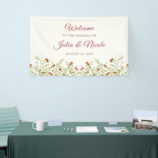 Wilde Blume Gelbe Marigold Foliage Hochzeit Banner (Messeveranstaltung)