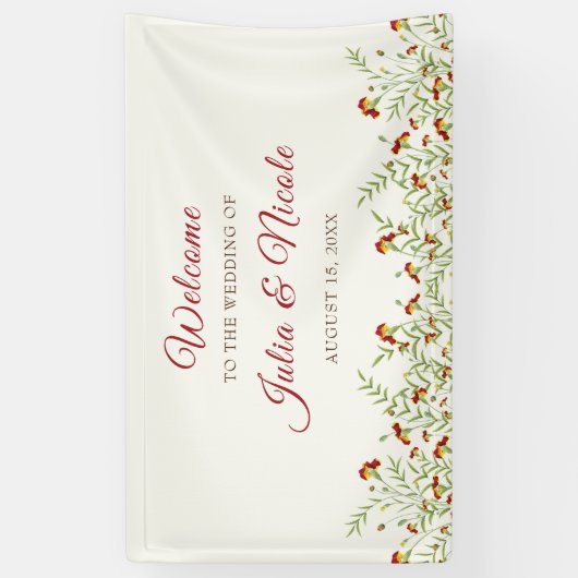 Wilde Blume Gelbe Marigold Foliage Hochzeit Banner (Vertikal)