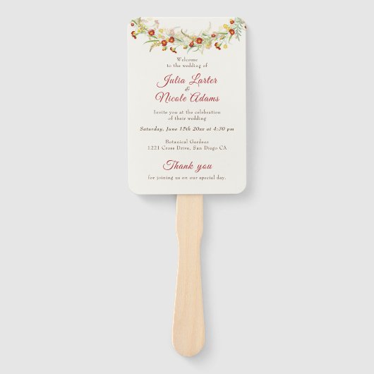 Wilde Blume Gelbe Marigold Foliage Hochzeit Fächer (Vorderseite)