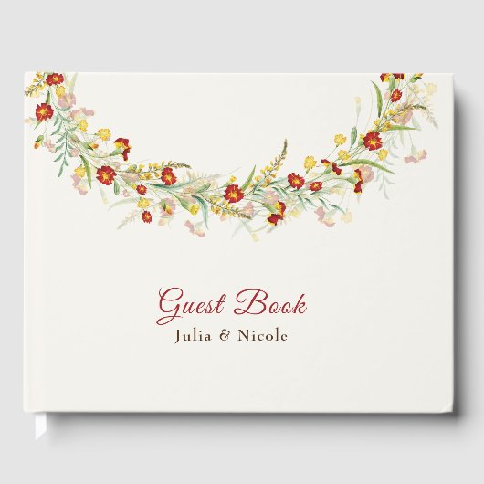 Wilde Blume Gelbe Marigold Foliage Hochzeit Gästebuch (Vorderseite)