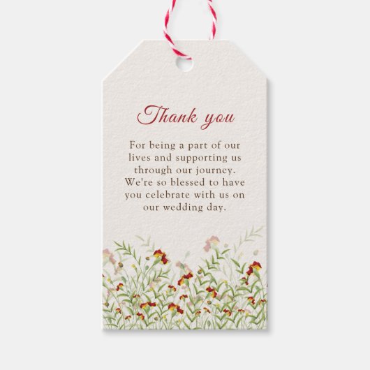 Wilde Blume Gelbe Marigold Foliage Hochzeit Geschenkanhänger (Vorderseite)