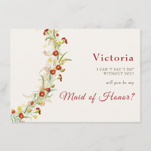 Wilde Blume Gelbe Marigold Foliage Hochzeit Menükarte