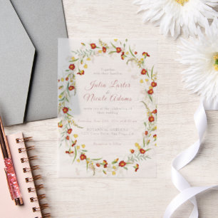 Wilde Blume Gelbe Marigold Foliage Hochzeit Pergament Einladungen