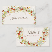Wilde Blume Gelbe Marigold Foliage Hochzeit Platzkarte (Vorne/Hinten)