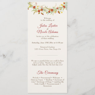 Wilde Blume Gelbe Marigold Foliage Hochzeit Programm