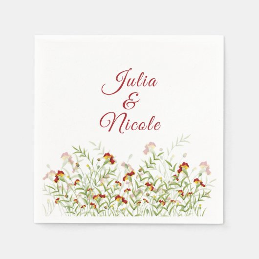 Wilde Blume Gelbe Marigold Foliage Hochzeit Serviette (Vorderseite)