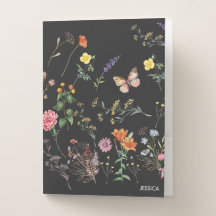 Wilde Blume gepresst Floral Name Pocket Folder