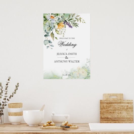 Wilde Blume Grünpflanzen Blumen Hochzeitszeichen Poster (Küche)