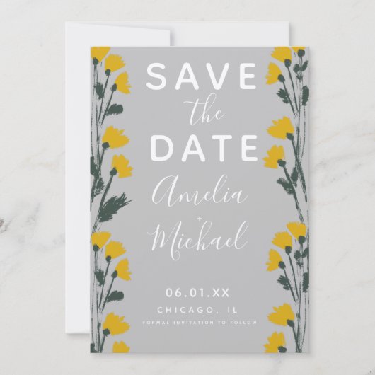 Wilde Blume handGezeichnet botanisches Save the Da (Vorderseite)