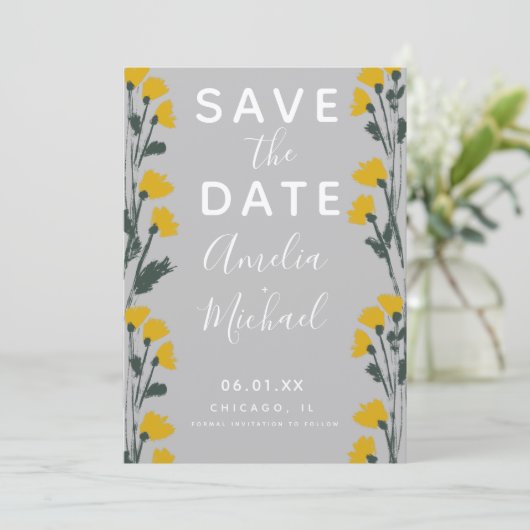 Wilde Blume handGezeichnet botanisches Save the Da (Stehend Vorderseite)