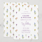 Wilde Blume Hochzeit Einladung (Vorne/Hinten)