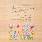 Wilde Blume Hochzeit im festlichen Bright Watercol Acryleinladungen (Vorderseite)