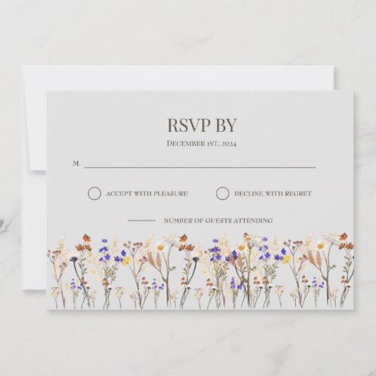 Wilde Blume Hochzeit-RSVP-Karte Einladung (Vorderseite)