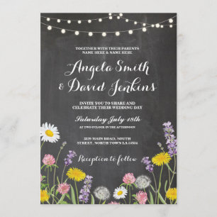 Wilde Blume Hochzeiten Einladungen Chalk Lights