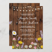 Wilde Blume Hochzeitseinladungen Holzleuchten Einladung (Vorne/Hinten)