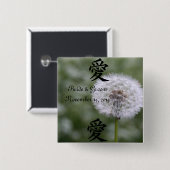 Wilde Blume Hochzeitseinladungen und Favoriten Button (Vorne & Hinten)