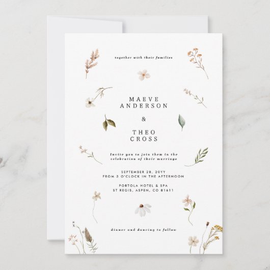 Wilde Blume Hochzeitsfeier Einladung (Vorderseite)