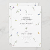 Wilde Blume Hochzeitstag Einladung (Vorne/Hinten)