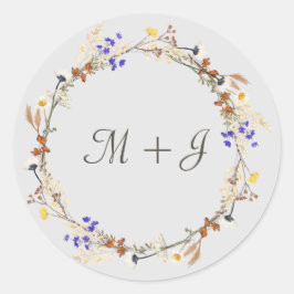Wilde Blume Hochzeitsticker Runder Aufkleber
