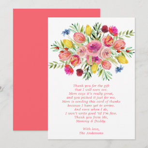 Wilde Blume Hübsche Florale Babyparty Dankeskarte
