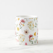 Wilde Blume im Wasserfarben Name Floral Monogramm Kaffeetasse (Mittel)