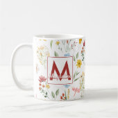 Wilde Blume im Wasserfarben Name Floral Monogramm Kaffeetasse (Links)