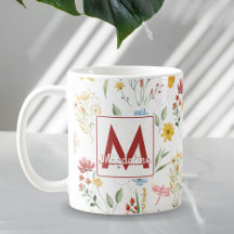 Wilde Blume im Wasserfarben Name Floral Monogramm