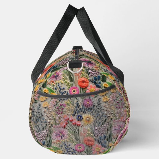 Wilde Blume Imitate Stickereien Blumenmuster Duffle Bag (Rechts)