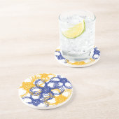Wilde Blume in Blau und Gelb Getränkeuntersetzer (Seite)