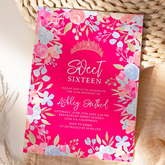 Wilde Blume in den Gartenpasten Sweet 16 Geburtsta Einladung