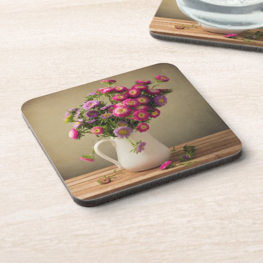 Wilde Blume in einem Vase Drink Untersetzer (Linke Seite)