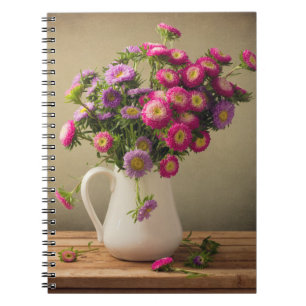 Wilde Blume in einem Vase Note Book Notizblock