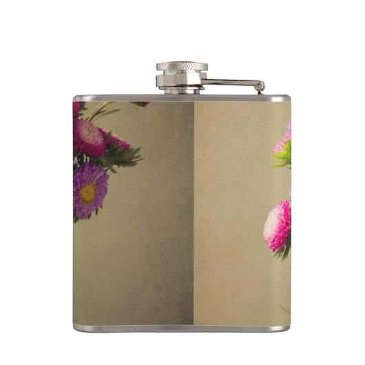 Wilde Blume in einem Vase Whiskey Flask Flachmann (Rückseite)