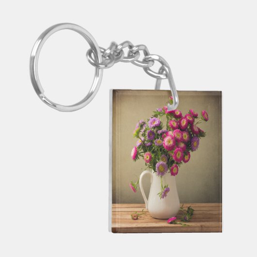 Wilde Blume in einer Vase-Schlüsselkette Schlüsselanhänger (Vorderseite links)