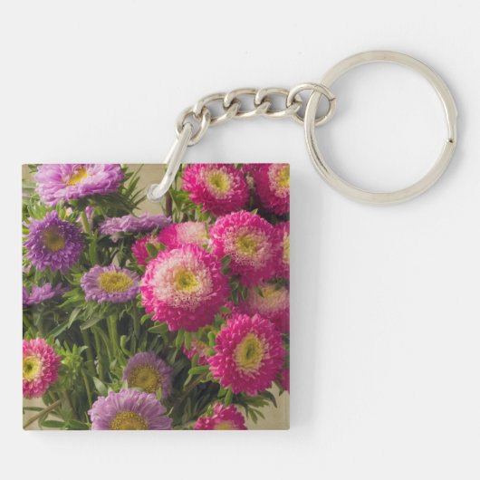 Wilde Blume in einer Vase-Schlüsselkette Schlüsselanhänger (Rückseite)