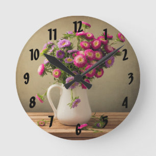 Wilde Blume in einer Vase-Wall-Uhr Runde Wanduhr