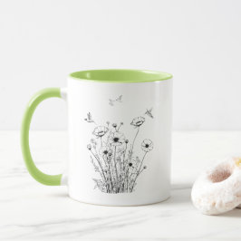 Wilde Blume in Schwarz-Weiß-Kaffee-Tasse Tasse