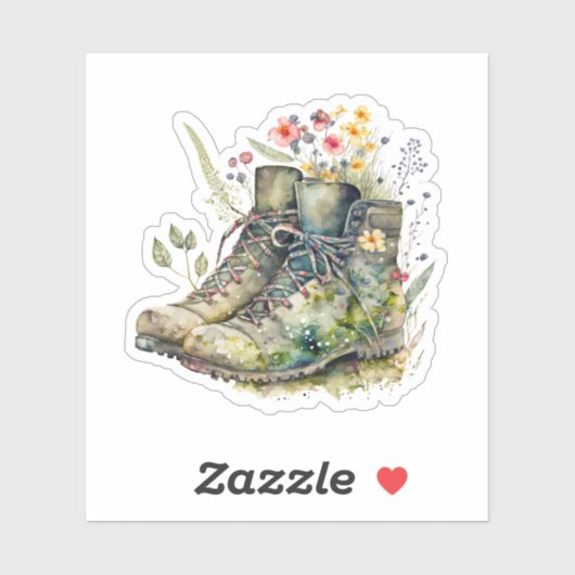 Wilde Blume in Stiefeln Aufkleber (Blatt)