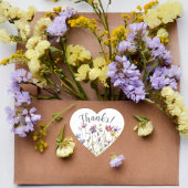 Wilde Blume in Wasserfarbe weiblich Herz-Aufkleber