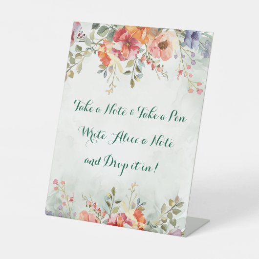 Wilde Blume Kartentisch Geburtstag oder Hochzeit s Sockelschild (Vorderseite)