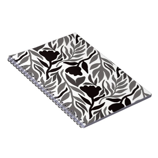 Wilde Blume Kaskade Schwarz & Weiß Notizblock (Rechte Seite)