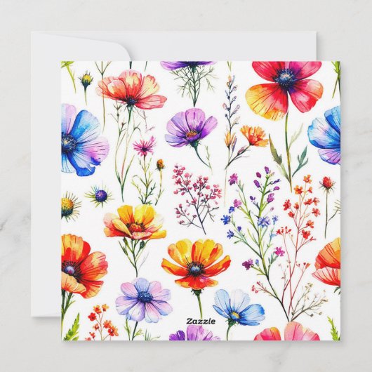 Wilde Blume Kinderdusche Einladung (Rückseite)