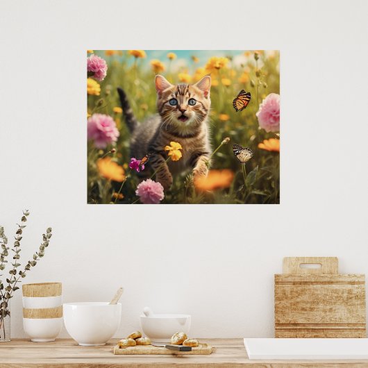 *~* Wilde Blume Kitty 5:4 Sky Kitten Cat AP68 Poster (Küche)