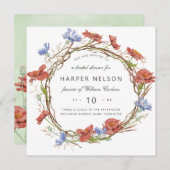 Wilde Blume-Kranz-Brautparty Einladung (Vorne/Hinten)