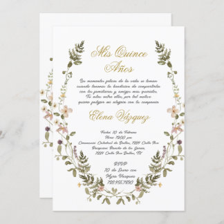 Wilde Blume Kranz Quinceañera Einladung