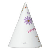 Wilde Blume lila 1. Geburtstag Partyhütchen (Links)